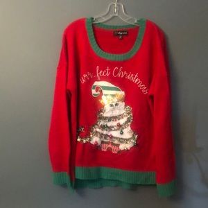 33 Degrees women’s cat ugly Christmas sweater XXL